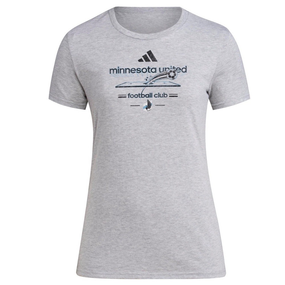 adidas Women's Minnesota United FC Vintage World Pre-Game Short Sleeve T-Shirt L